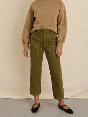 Neil Straight Leg Pant in Deep Olive Corduroy / 2